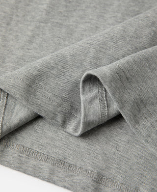 hem detail of Vintage Short Sleeve Henley T-Shirt - Gray