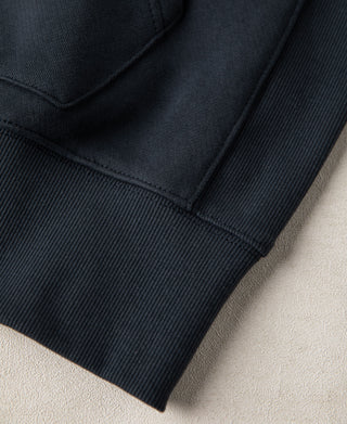 1950s Heavyweight Cotton Fleece Hoodie - Dark Blue