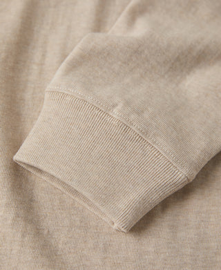 1930s 10.5 oz Cotton Loopwheel Tubular Henley Shirt - Oatmeal