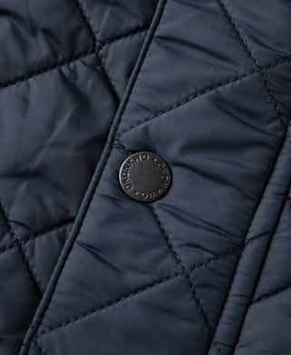 Corduroy Trimmed Diamond Quilted Field Vest – Navy