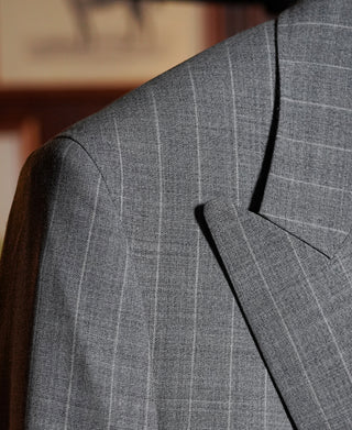 1940s Gray Striped Wool Single-Breasted Suit Jacket