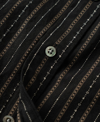 1940s Jacquard Stripe Work Shirt - Black