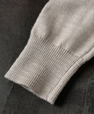 Slub Cotton Long Sleeve Knit Polo - Oatmeal