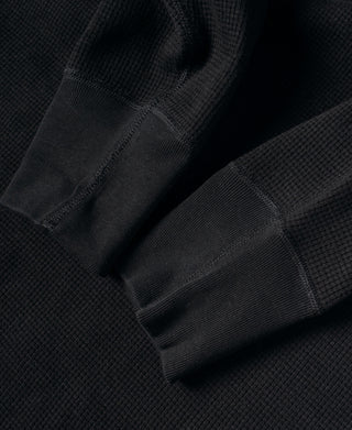 Schwere Unterwäsche aus Waffelbaumwolle – Schwarz