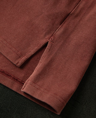 side slit detail of Clay Sun-Washed Cotton Long Sleeve T-Shirt