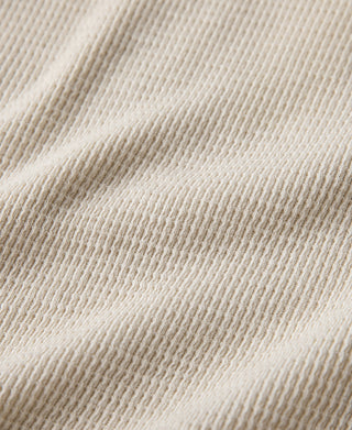 Honeycomb Waffle Knit Henley T-Shirt - Oatmeal