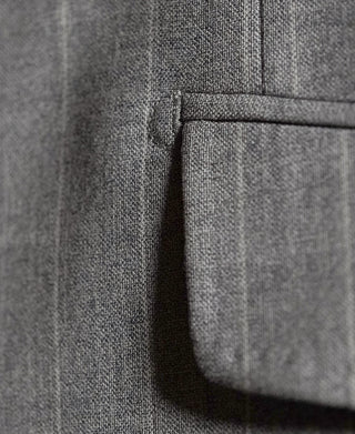 1940s Gray Striped Wool Single-Breasted Suit Jacket