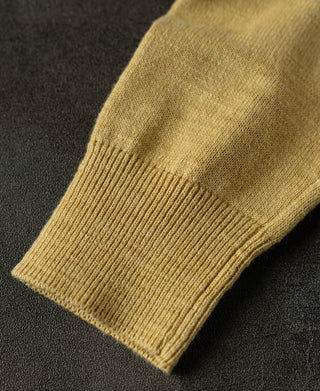 Slub Cotton Long Sleeve Knit Polo - Mustard