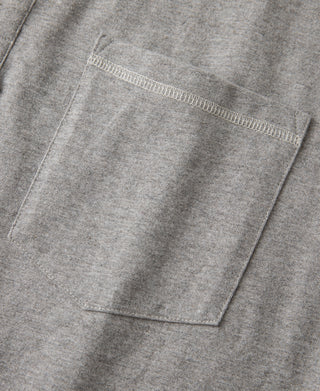 1940s Slub Cotton Henley Pocket T-shirt - Gray