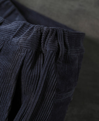 Straight-Leg Double-Pleated Cotton-Corduroy Trousers - Indigo