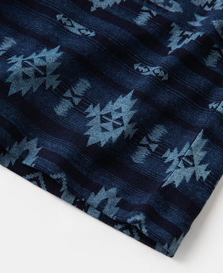 hem detail of Dark Indigo Navajo-Inspired Pocket T-Shirt