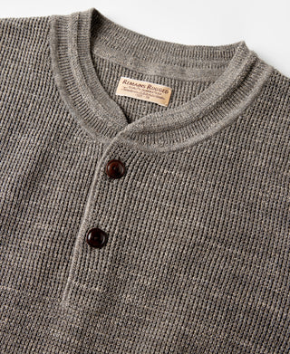 Textured Melange Knit Henley Shirt - Taupe