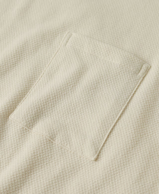 와플 니트 패턴 포켓 티셔츠 - 살구