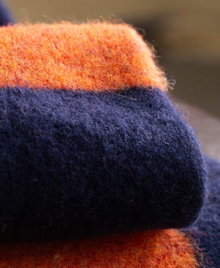 Brushed Wool Striped Sweater - Dark Blue/Orange