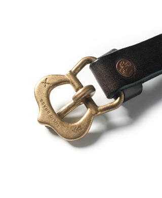 Brass Buckle Cowhide Belt - Brown