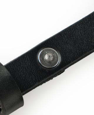Silver Plated Brass Buckle Cowhide Belt - Black