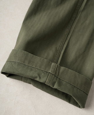 1940s USN-Inspired Herringbone Deck Trousers - Olive