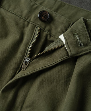 zipper detail of Classic Fit Two-pleated Chino - Olive