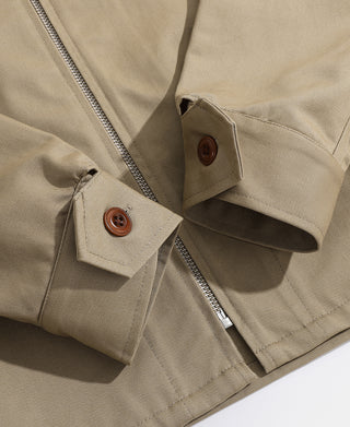 1950s Zip Up Campus Sport Jacket - Khaki