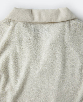 Terry Cloth Long Sleeve Johnny Collar T-Shirt