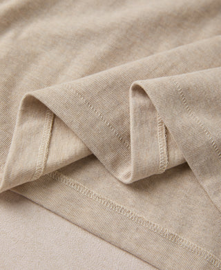 1930s 10.5 oz Cotton Loopwheel Tubular Henley Shirt - Oatmeal