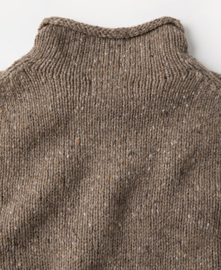 Roll Neck Pure Wool Fisherman Sweater - Brown