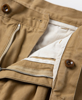 1930's IVY 스타일 더블 플리츠 치노 팬츠 - 옐로우