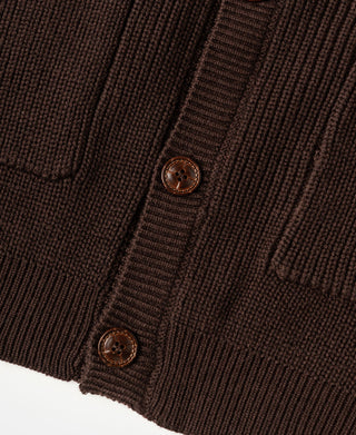 Heavyweight Wool-Blend Cardigan Sweater - Coffee