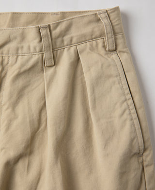 1930s IVY Style Double Pleated Chino Trousers - Khaki