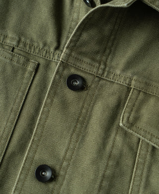 Classic Canvas Cruiser Cropped Jacket - Olive