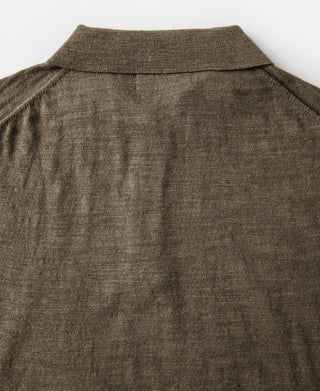 Lightweight Slub Cotton Knit Polo - Olive