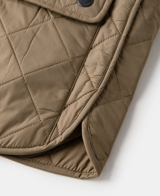 Corduroy Trimmed Diamond Quilted Field Vest – Khaki