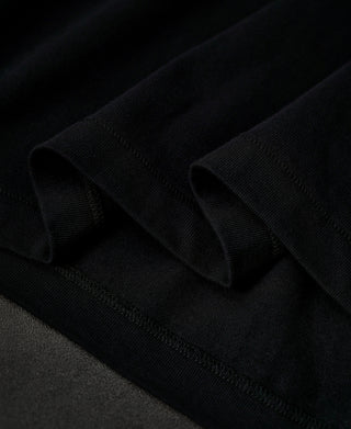 1930s 10.5 oz Cotton Loopwheel Tubular Henley Shirt - Black