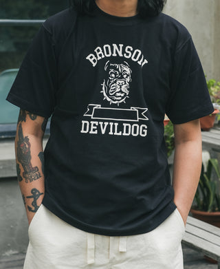 Devil-Dog 로고 프린트 리버스 위브 티셔츠 - 블랙