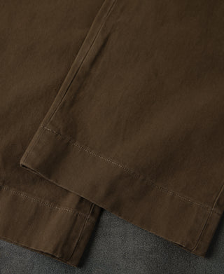 leg opening detail of Classic Fit Two-pleated Chino - Brown