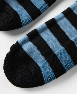 Retro Striped Cotton Socks - Black/Blue
