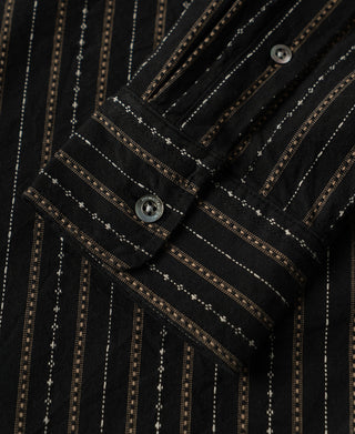 1940s Jacquard Stripe Work Shirt - Black