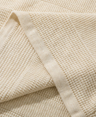 Waffle Knit Jacquard Henley Shirt - Apricot