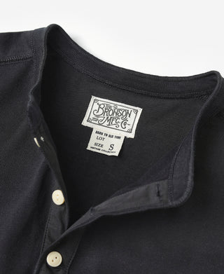 Vintage Langarm-Henley-Shirt – Schwarz