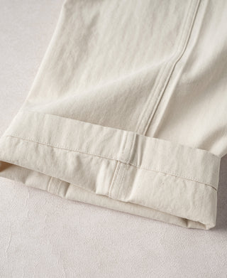 1940s USN-Inspired Herringbone Deck Trousers - White