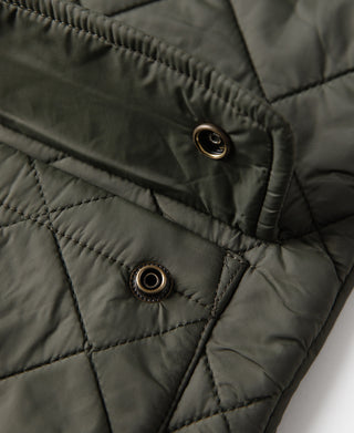 Corduroy Trimmed Diamond Quilted Field Vest – Olive