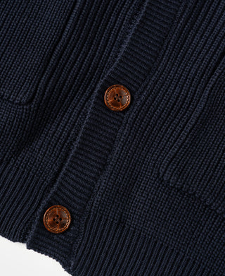 Heavyweight Wool-Blend Cardigan Sweater - Dark Blue