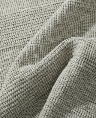 Waffle Knit Jacquard Henley Shirt - Gray