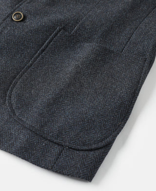 Blue-Gray Herringbone Tweed Suit Jacket