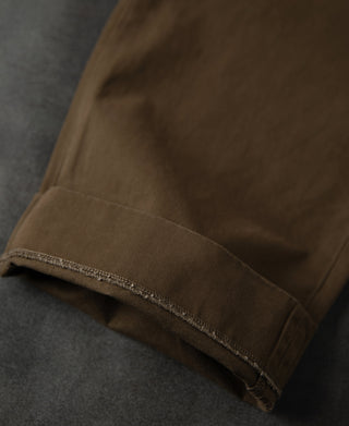 leg opening detail of Classic Fit Two-pleated Chino - Brown