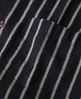 Open Collar Old Time Stripe Color Woven Shirt