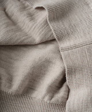 Slub Cotton Long Sleeve Knit Polo - Oatmeal