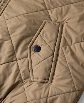 Reversible Diamond Quilted Stand-Collar Jacket - Khaki