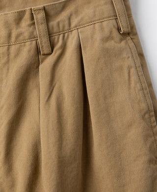 1930's IVY 스타일 더블 플리츠 치노 팬츠 - 옐로우