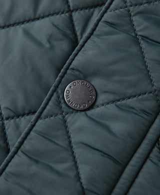 Corduroy Trimmed Diamond Quilted Field Vest – Dark Green